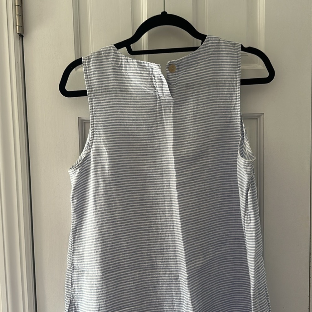 J. Jill Gray Sheath Linen Midi Dress Sleeveless Crew Neck - Picture 5 of 5